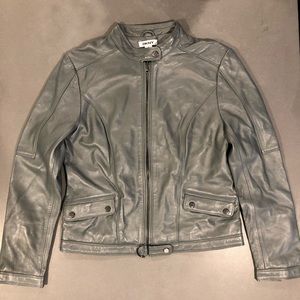 DKNY Gray Leather Jacket